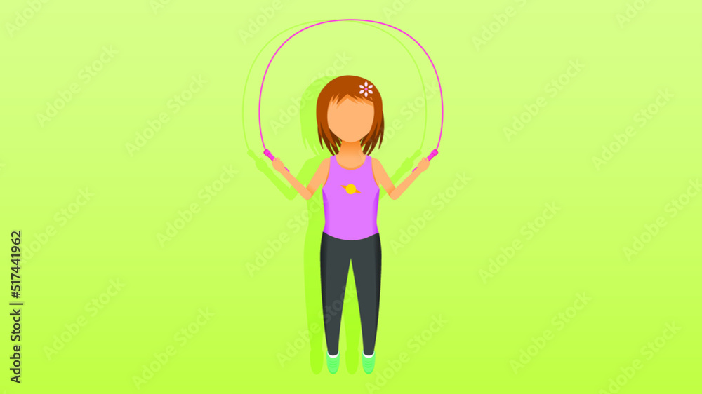 Abstract Flat Girl Doing Exercises Jumping Rope Sport Cartoon People Character Concept Illustration Vector Design Style Abstract Flat Girl Doing Exercises Jumping Rope Sport Cartoon People Character Concept Illustration Vector Design Style