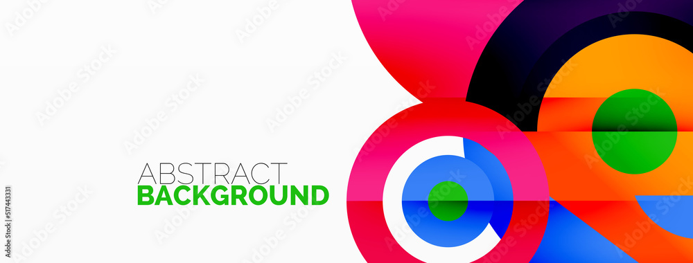 Abstract round shapes background. Minimalist decoration. Geometric background with circles and rings