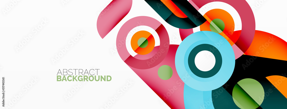 Fototapeta premium Rings and circles geometric abstract background for wallpaper, banner, backdrop