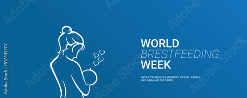 World brestfeeding week newborn baby and cearing mother creative vector illustraiton