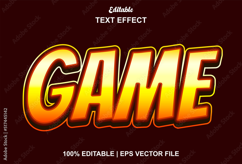 game text effect with orange color editable.