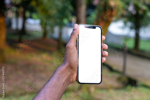 Mockup of a smartphone with a man browsing on to it