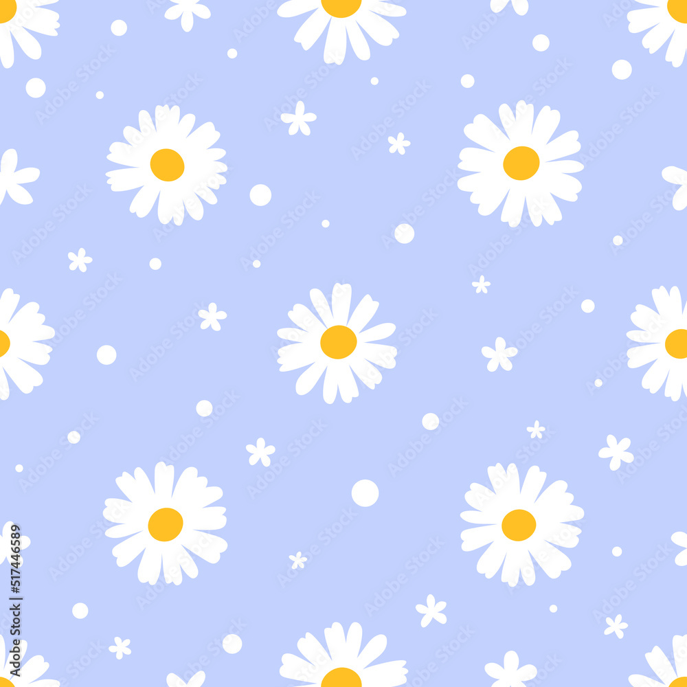 Obraz premium Seamless pattern flowers daisies vector illustration