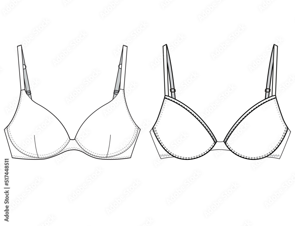 Full Cup Bra, Sweetheart Bra, Plunge Bra, Sets of Bra Fashion Illustration, Vector, CAD, Technical Drawing, Flat drawing. Full Cup Bra, Sweetheart Bra, Plunge Bra, Sets of Bra Fashion Illustration, Vector, CAD, Technical Drawing, Flat drawing.