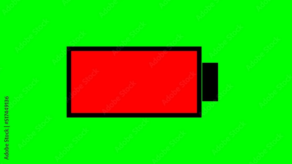 Animated illustration video about battery charging on white and green background