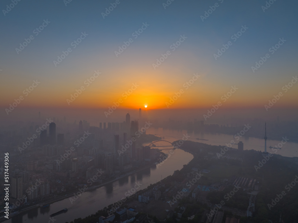 Fototapeta premium Hubei Wuhan Summer Urban Skyline Aerial photography scenery