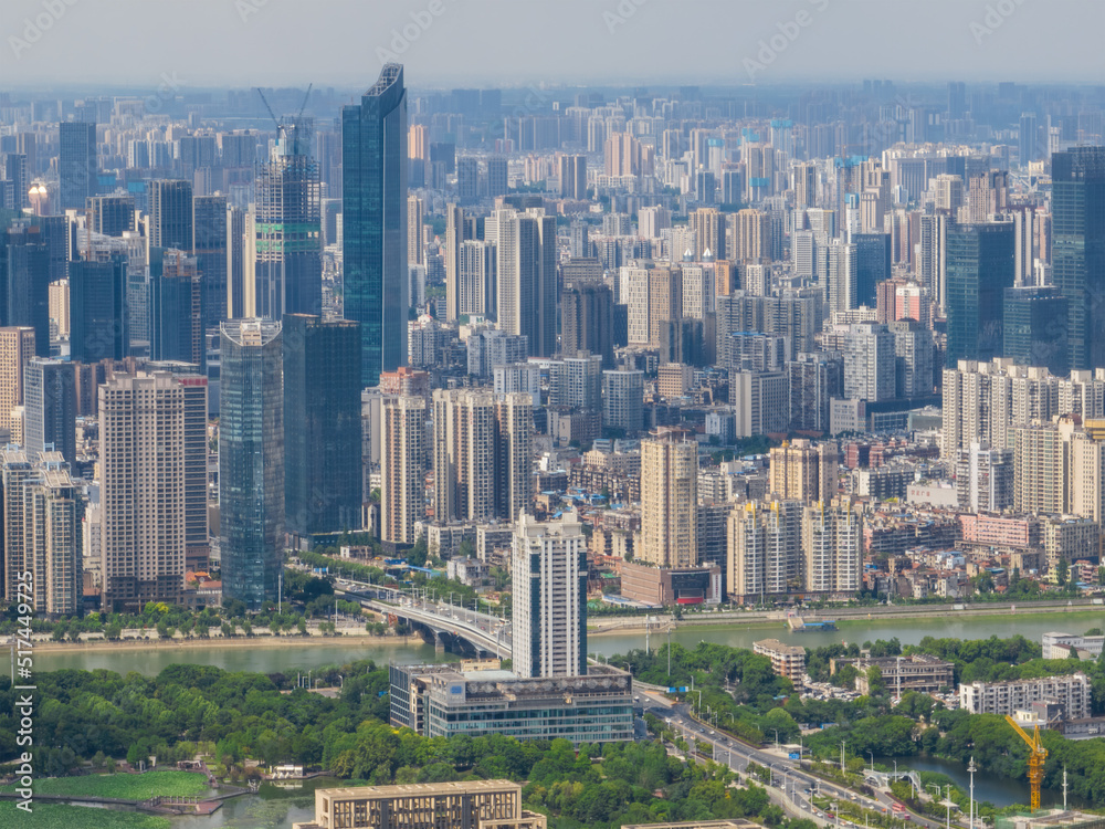 Fototapeta premium Hubei Wuhan Summer Urban Skyline Aerial photography scenery