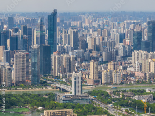 Hubei Wuhan Summer Urban Skyline Aerial photography scenery