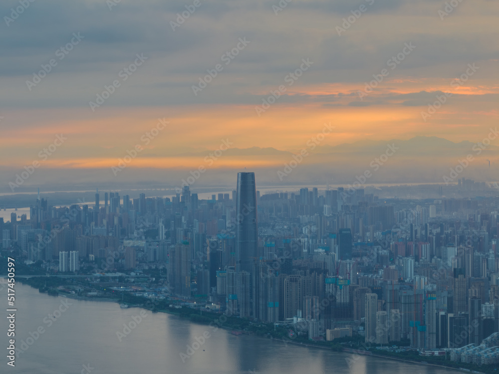 Hubei Wuhan Summer Urban Skyline Aerial photography scenery Hubei Wuhan Summer Urban Skyline Aerial photography scenery