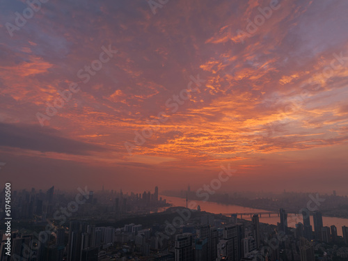 Hubei Wuhan Summer Urban Skyline Aerial photography scenery © Hao