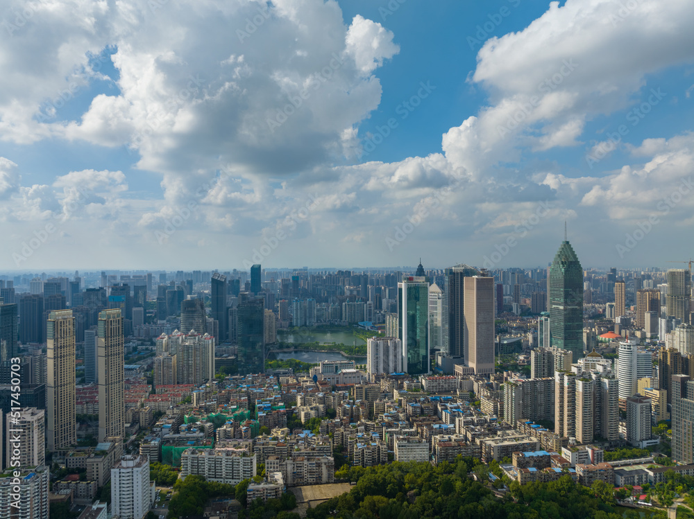 Fototapeta premium Hubei Wuhan Summer Urban Skyline Aerial photography scenery