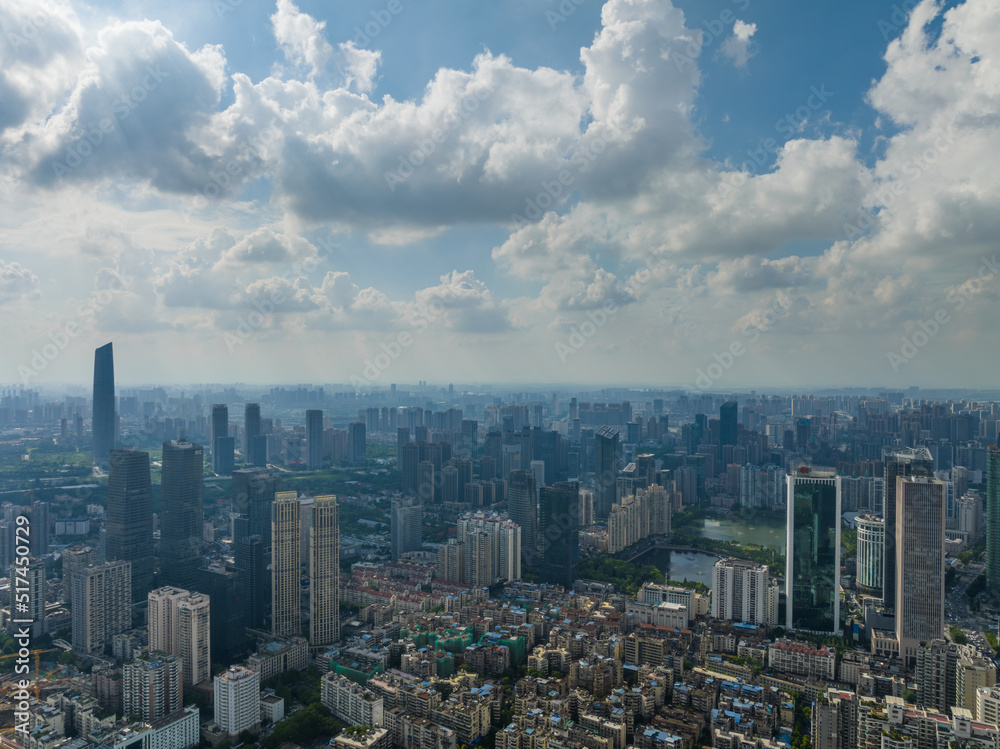 Hubei Wuhan Summer Urban Skyline Aerial photography scenery