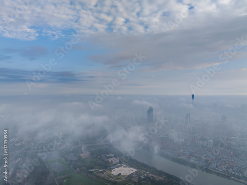 Hubei Wuhan Summer Urban Skyline Aerial photography scenery