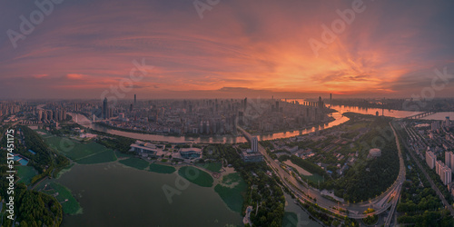 Hubei Wuhan Summer Urban Skyline Aerial photography scenery