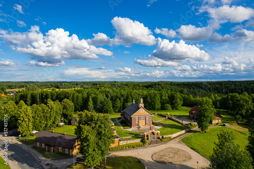Aerial summer beautiful view of Labanoras Church, Lithuania