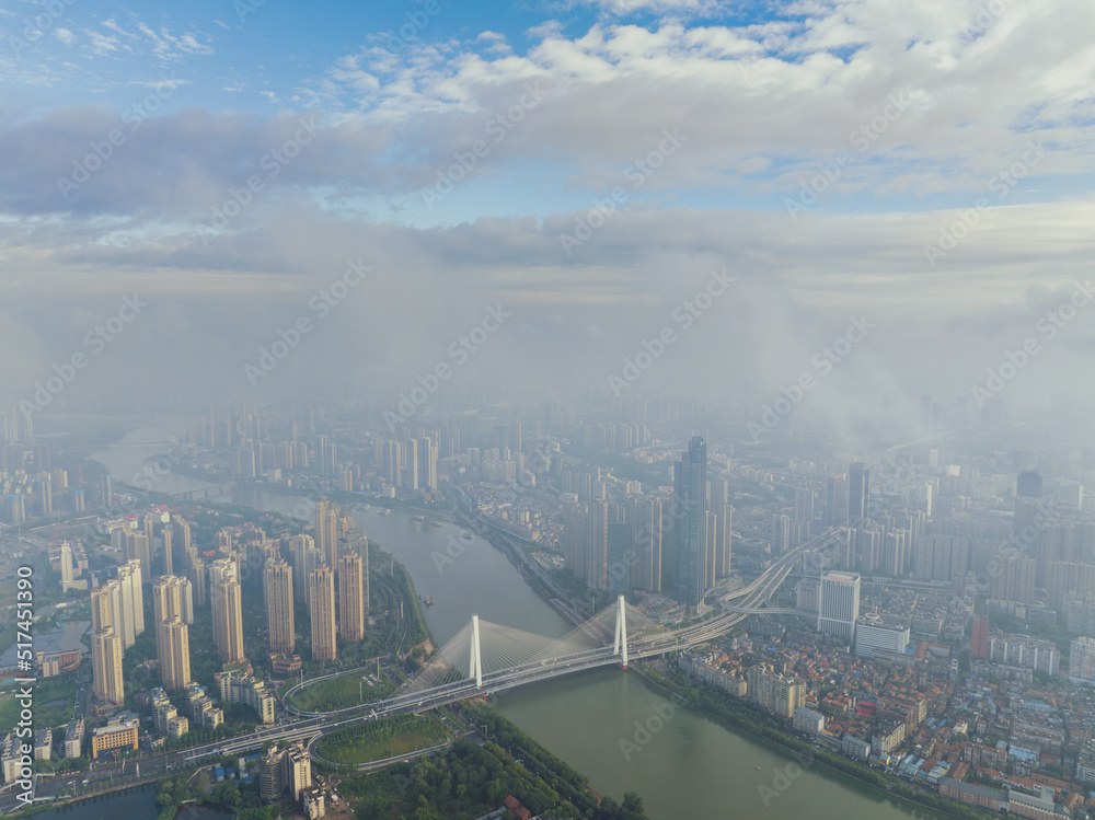 Hubei Wuhan Summer Urban Skyline Aerial photography scenery