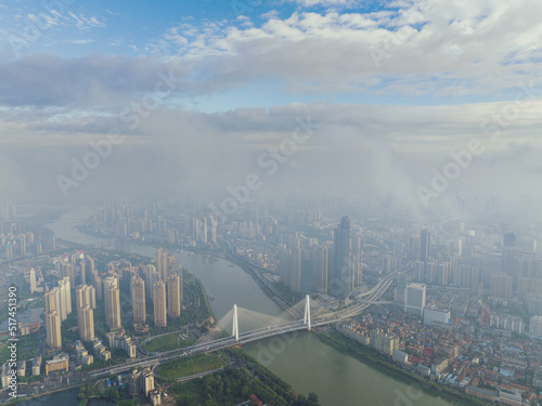 Fototapeta Naklejka Na Ścianę i Meble -  Hubei Wuhan Summer Urban Skyline Aerial photography scenery