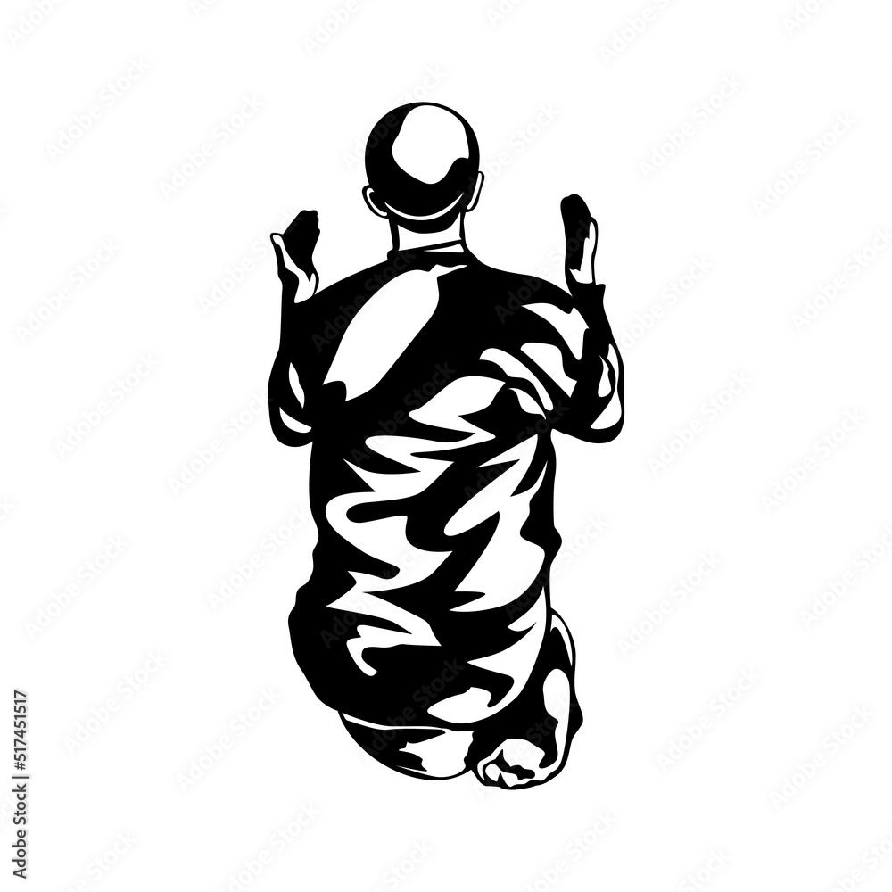 illustration of people prostrating prayer illustration of people prostrating prayer