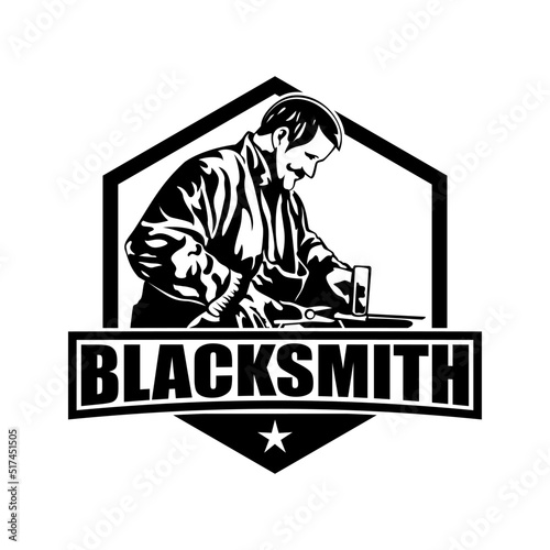 blacksmith illustration sketch design icon logo vector	