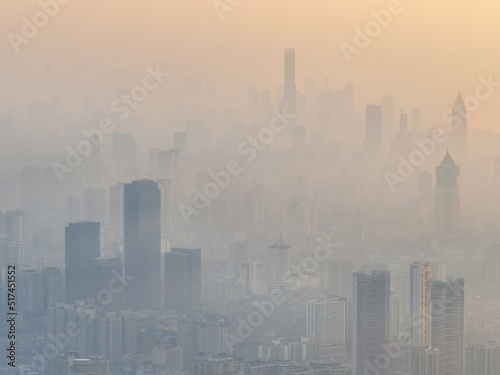 Hubei Wuhan Summer Urban Skyline Aerial photography scenery