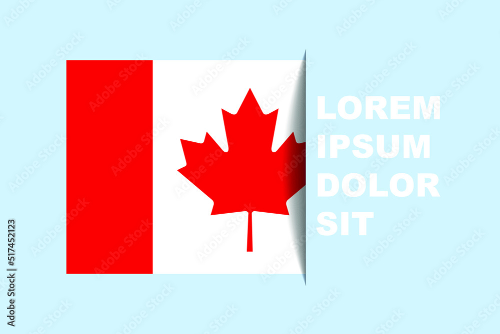 Half Canada flag vector with copy space, country flag with shadow style, horizontal slide effect, Canada icon design asset, text area, simple flat design Half Canada flag vector with copy space, country flag with shadow style, horizontal slide effect, Canada icon design asset, text area, simple flat design