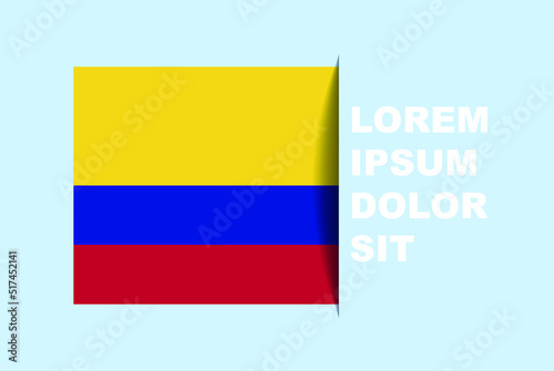 Free Download Half Colombia flag vector with copy space, country flag with shadow style, horizontal slide effect, Colombia icon design asset, text area, simple flat design - GFXLoad