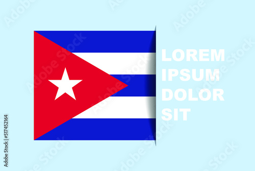 Half Cuba flag vector with copy space, country flag with shadow style, horizontal slide effect, Cuba icon design asset, text area, simple flat design