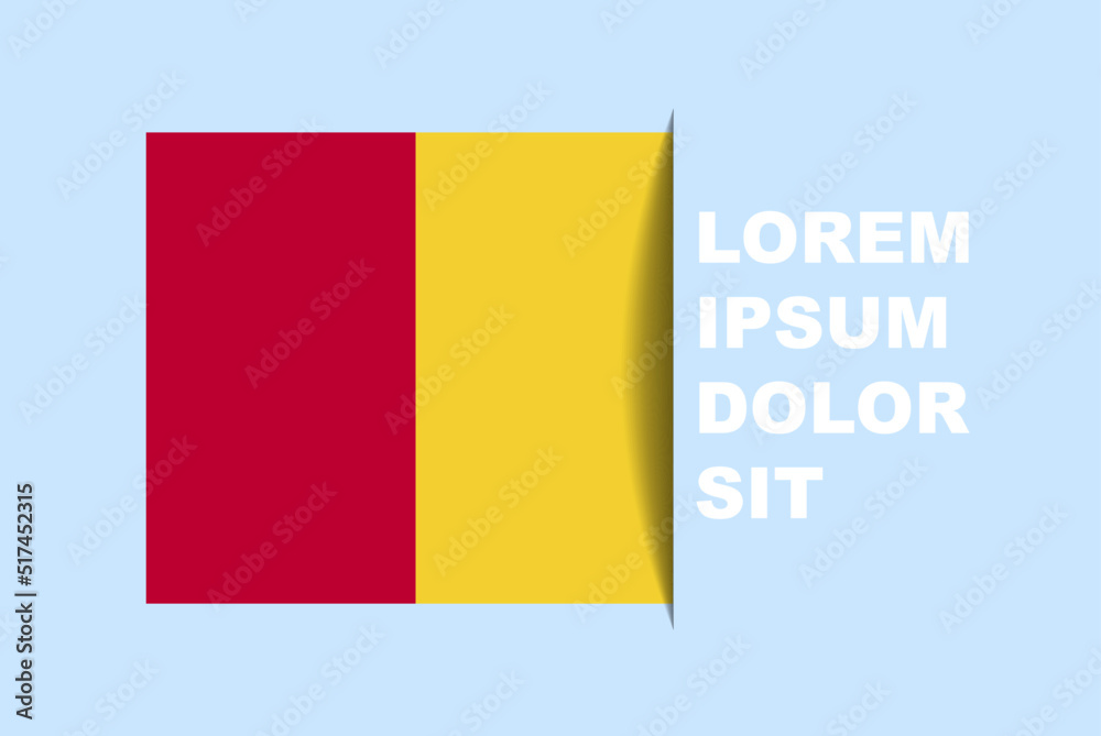 Fototapeta premium Half Guinea flag vector with copy space, country flag with shadow style, horizontal slide effect, Guinea icon design asset, text area, simple flat design