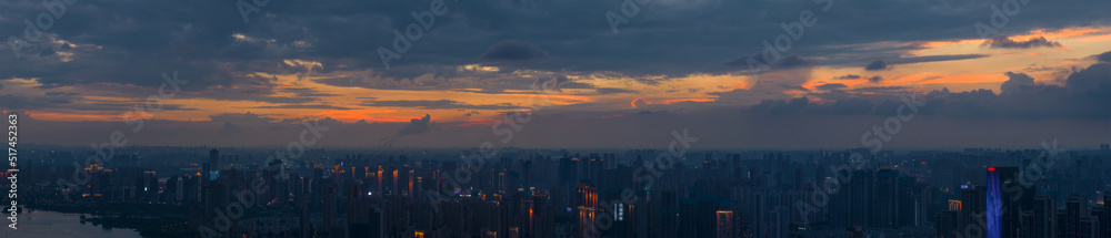 Fototapeta premium Hubei Wuhan Summer Urban Skyline Aerial photography scenery