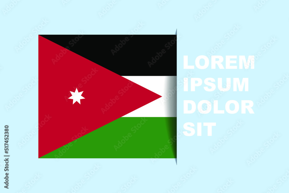 Half Jordan flag vector with copy space, country flag with shadow style, horizontal slide effect, Jordan icon design asset, text area, simple flat design