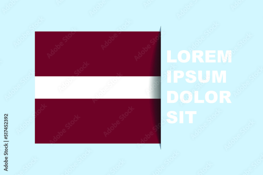 Fototapeta premium Half Latvia flag vector with copy space, country flag with shadow style, horizontal slide effect, Latvia icon design asset, text area, simple flat design
