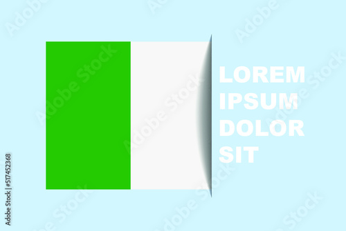 Half Italy flag vector with copy space, country flag with shadow style, horizontal slide effect, Italy icon design asset, text area, simple flat design