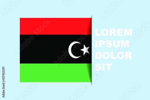 Half Libya flag vector with copy space, country flag with shadow style, horizontal slide effect, Libya icon design asset, text area, simple flat design