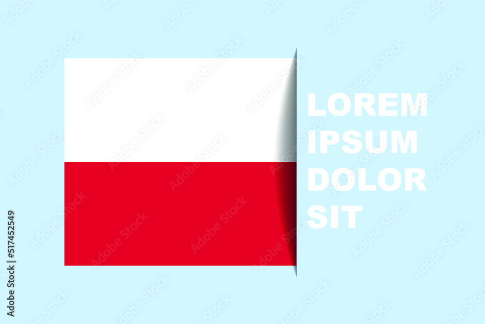 Half Poland flag vector with copy space, country flag with shadow style, horizontal slide effect, Poland icon design asset, text area, simple flat design Half Poland flag vector with copy space, country flag with shadow style, horizontal slide effect, Poland icon design asset, text area, simple flat design