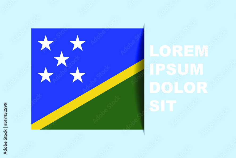 Half Solomon Island flag vector with copy space, country flag with shadow style, horizontal slide effect, Solomon Island icon design asset, text area, simple flat design