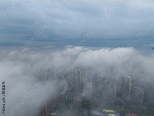 Hubei Wuhan Summer Urban Skyline Aerial photography scenery © Hao