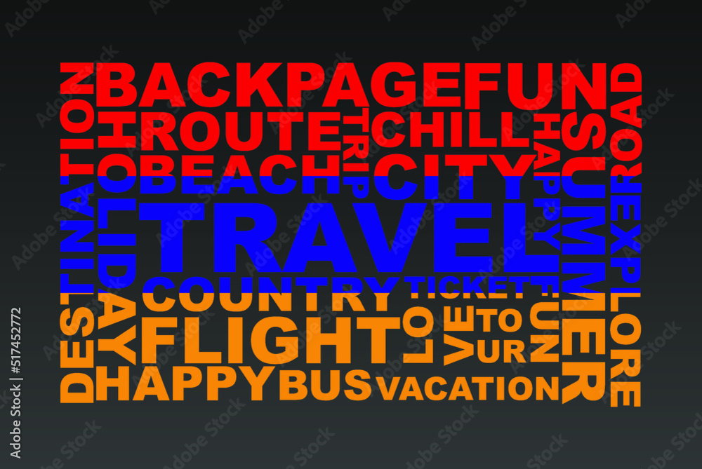Armenia flag shape of travel keywords, travel concept, abroad vacation idea, simple flat design, Armenia flag mask on holiday words, tourism banner