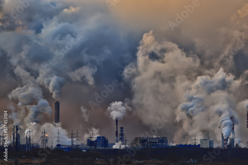 concept ecological problem industrial plant pollution abstract background