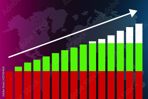 Bulgaria bar chart graph, increasing values, country statistics concept, Bulgaria country flag on bar graph