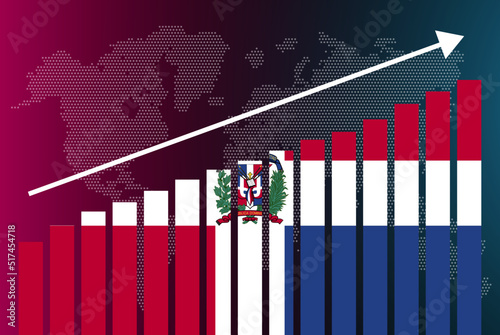 Dominican Republic bar chart graph, increasing values, country statistics concept, Dominican Republic country flag on bar graph