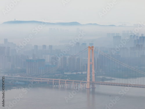 Wuhan Yangsigang Yangtze River Bridge Aerospace scenery