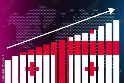 Georgia bar chart graph, increasing values, country statistics concept, Georgia country flag on bar graph