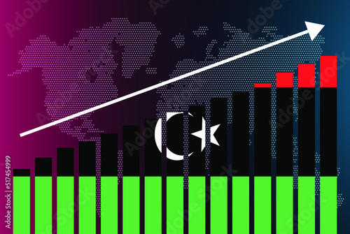 Libya bar chart graph, increasing values, country statistics concept, Libya country flag on bar graph