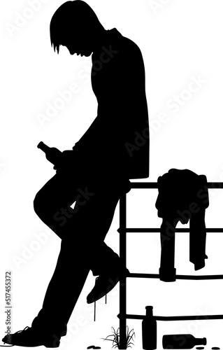Drunken young man silhouette