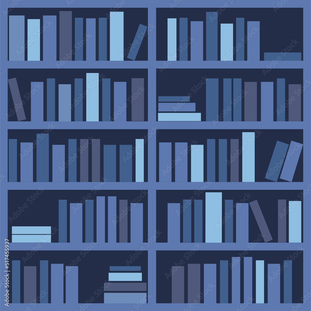 Books on the shelves. Library. Vector design. Books on the shelves. Library. Vector design.
