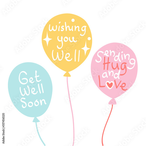 Get well soon balloon - hand drawn