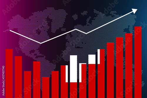 Switzerland bar chart graph with ups and downs, increasing values, Switzerland country flag on bar graph, upward rising arrow on data, news banner idea, developing country concept