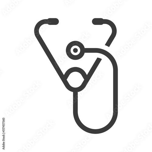 Medical stethoscope line icon isolated on white background.Vector illustration.