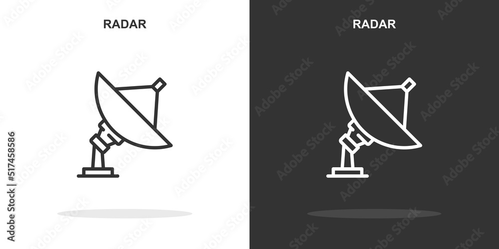 Fototapeta premium radar line icon. Simple outline style.radar linear sign. Vector illustration isolated on white background. Editable stroke EPS 10