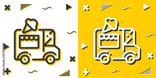 ice cream car line icon. Simple outline style.ice cream car linear sign. Vector illustration isolated on white background. Editable stroke EPS 10